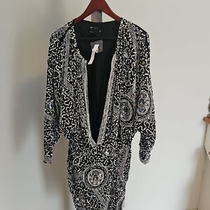 ASOS Black and White Long Sleeve Dress Womens Size US 6